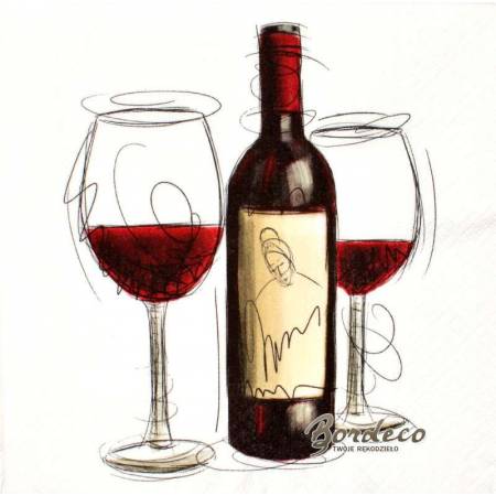 Serwetka decoupage firmy PAPER+ wino i kieliszki 33x33cm